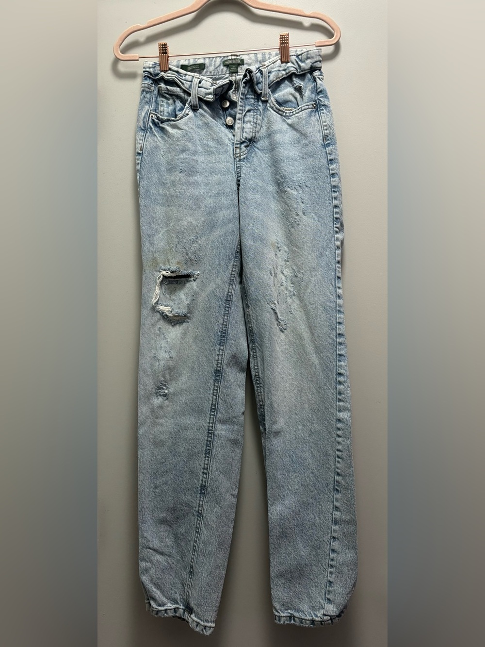 wild fable Light Blue Distressed High-Waist Jeans